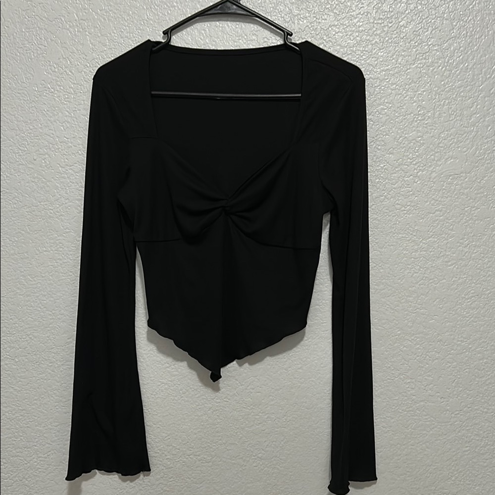 Elegant Black Long Sleeve Women's Top